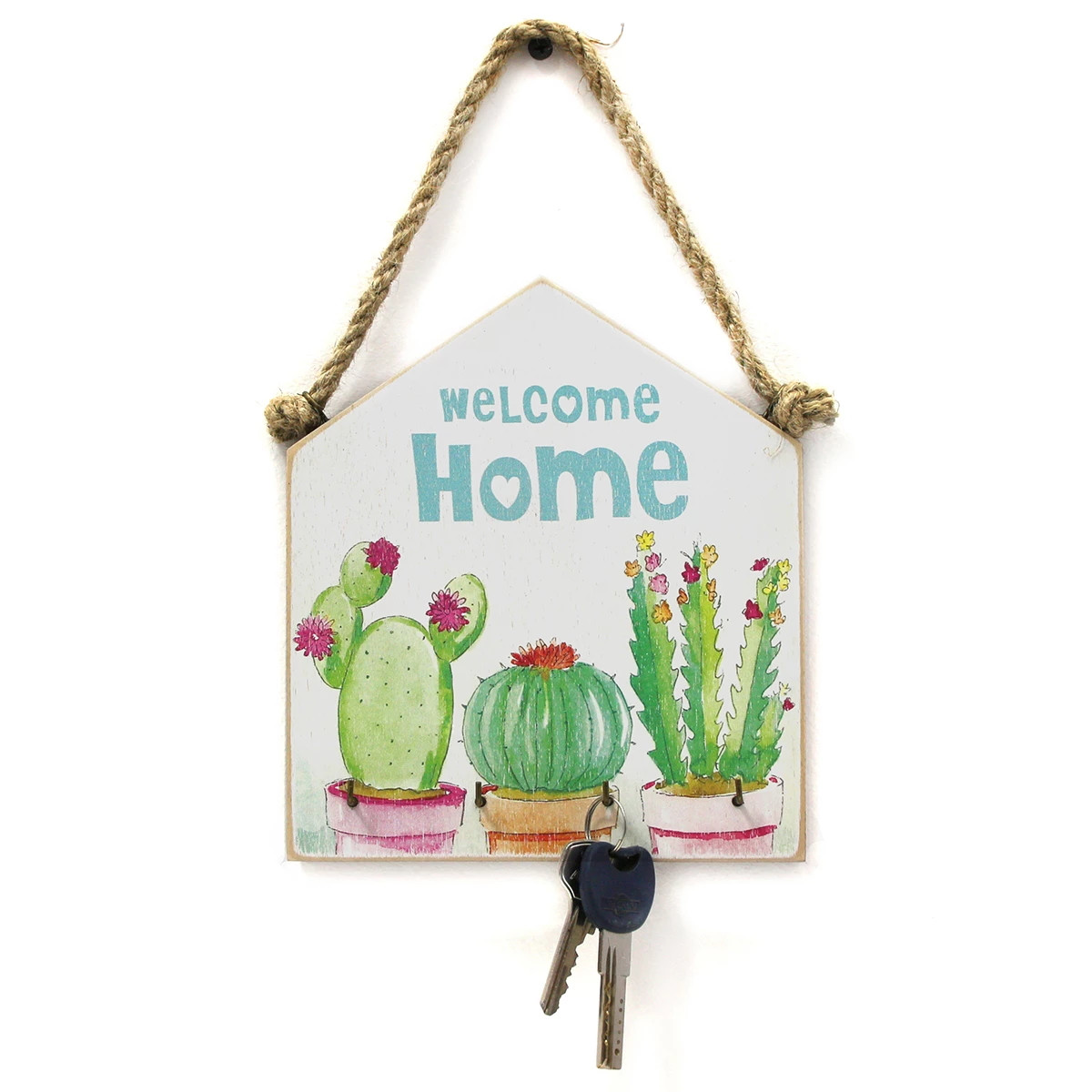WIESZAK NA KLUCZE "Welcome home", kwitnące kaktusy